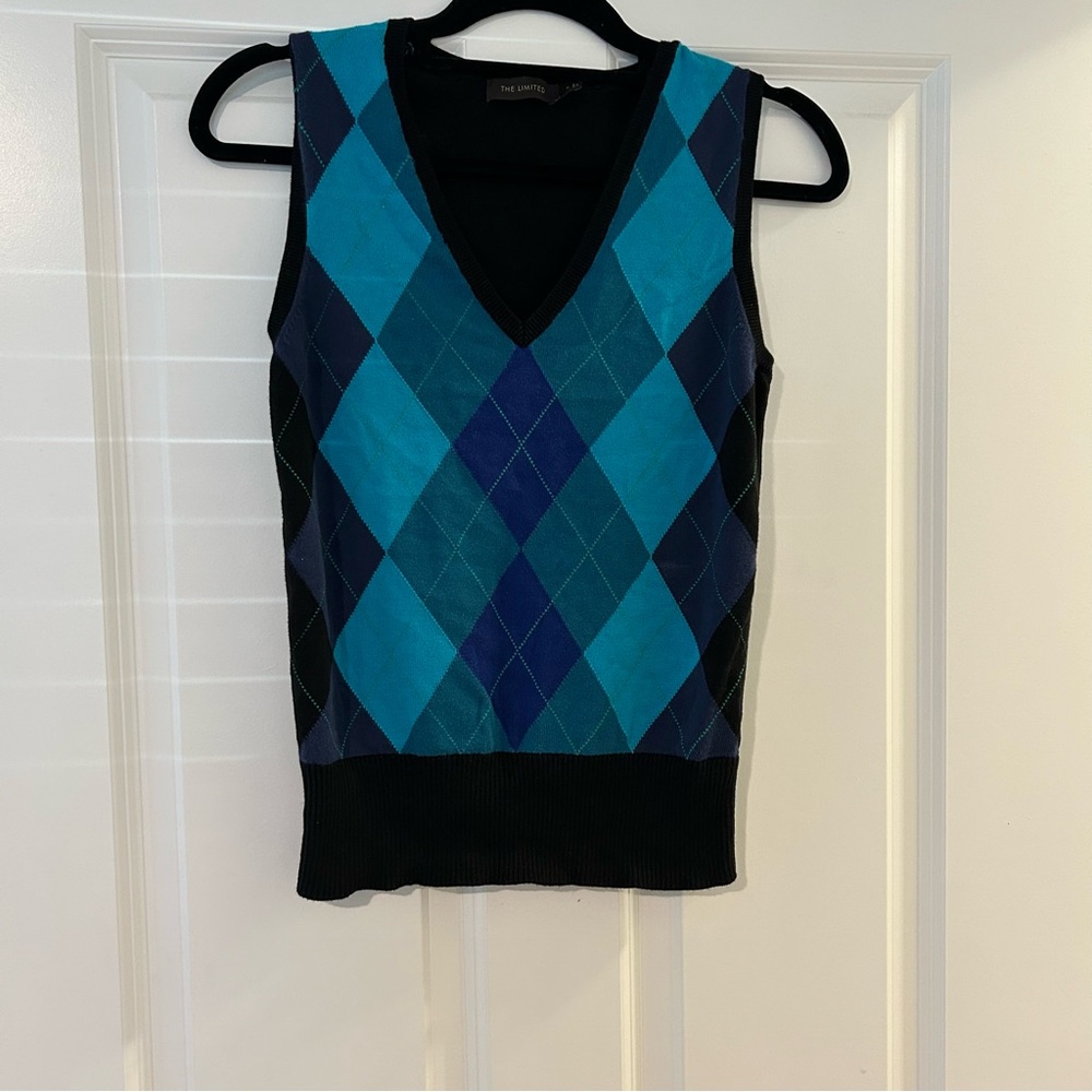 Blue and Black Argyle Sweater Vest